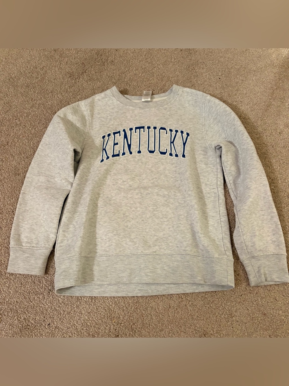 Light Gray Crewneck Sweatshirt Blue 'KENTUCKY' Lettering wildcats youth small